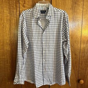 Nautica Blue and White Casual Button Down Shirt